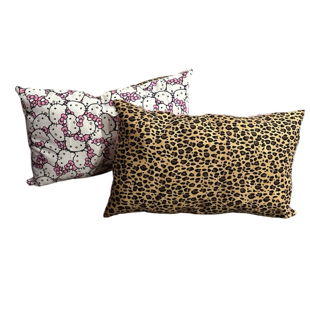 Hello Kitty and Leopard Hand Crafted Purse Pillow Set New